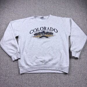 Vtg 90s Colorado The Rockies Crewneck Sweatshirt Gray Graphic Size S